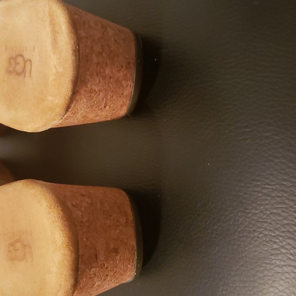 UGG Brook suede thong wedge sandals in tan size 9 - Picture 4 of 8